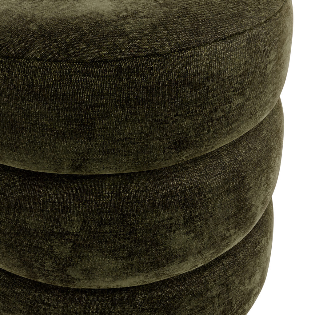 Emi Olive Green Chenille Pouffe